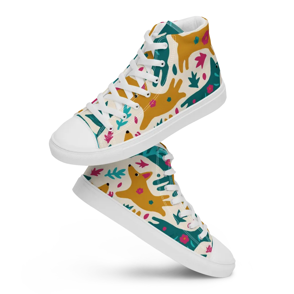 Safari Scribble on Men's High Top Canvas Shoes — Front