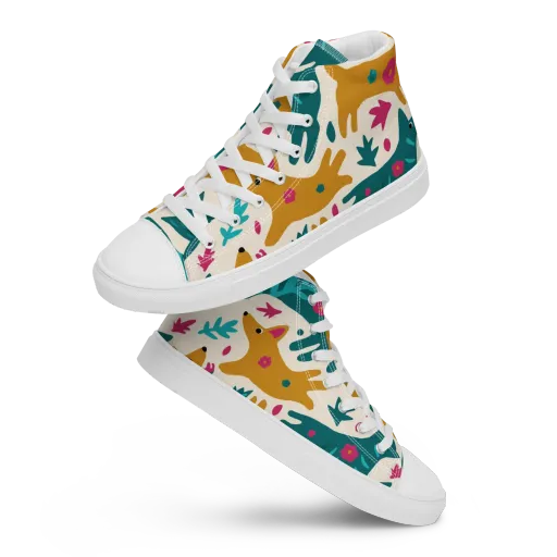 Safari Scribble on a Men's High Top Canvas Shoes