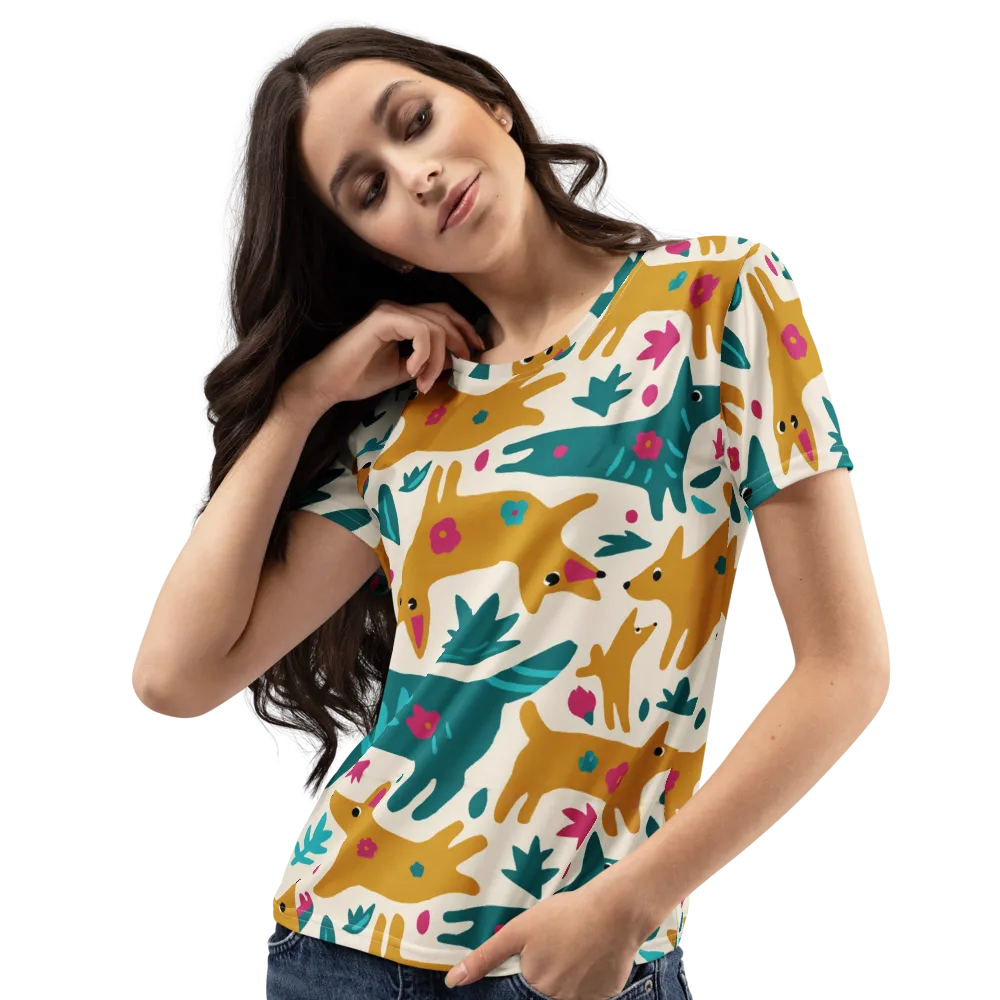 Safari Scribble on Women's Crew Neck T-Shirt — Left Front