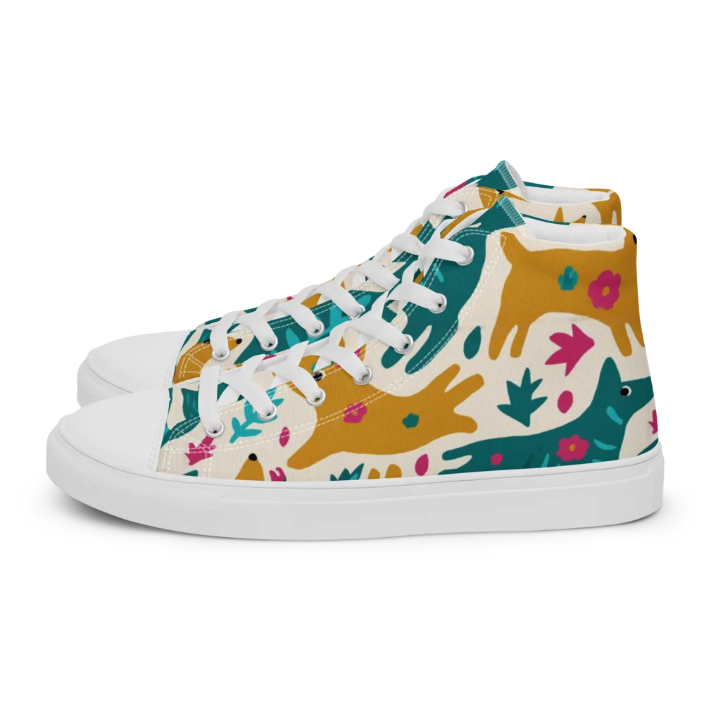 Safari Scribble on Women's High Top Canvas Shoes — Left