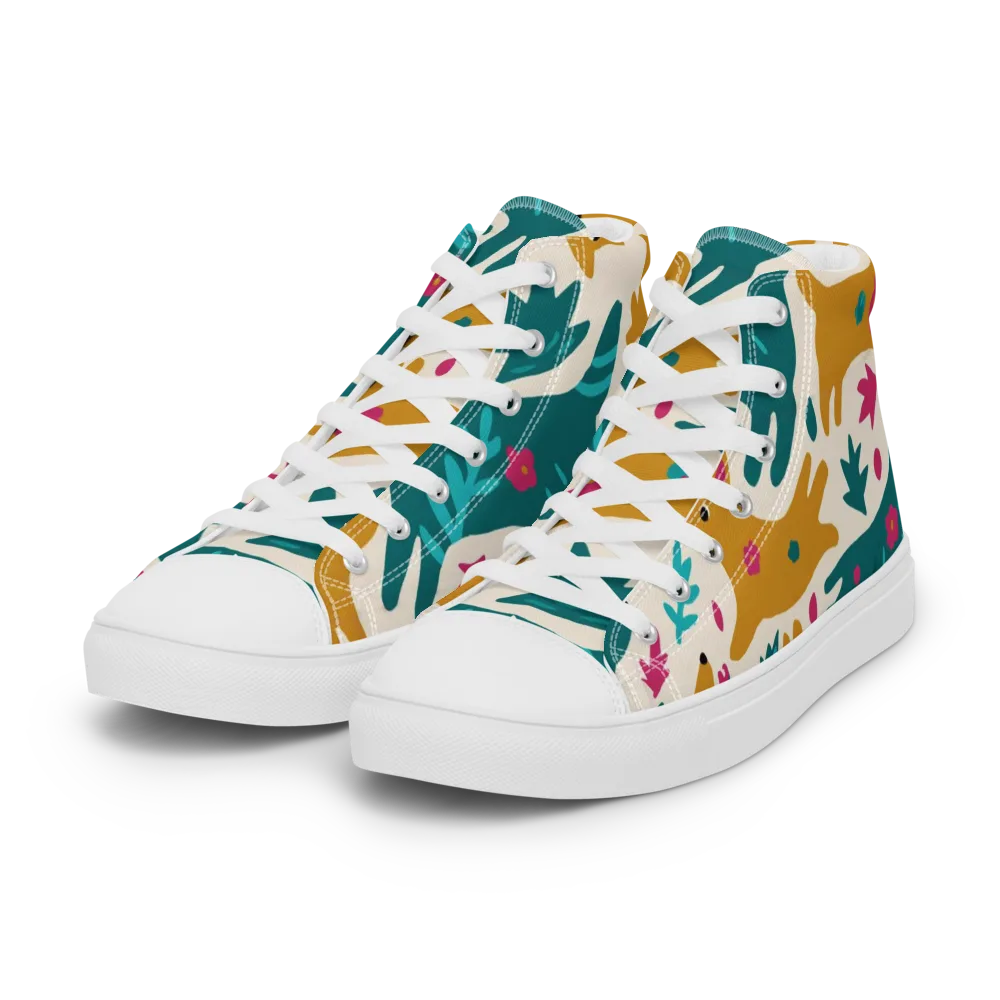 Safari Scribble on Women's High Top Canvas Shoes — Left Front