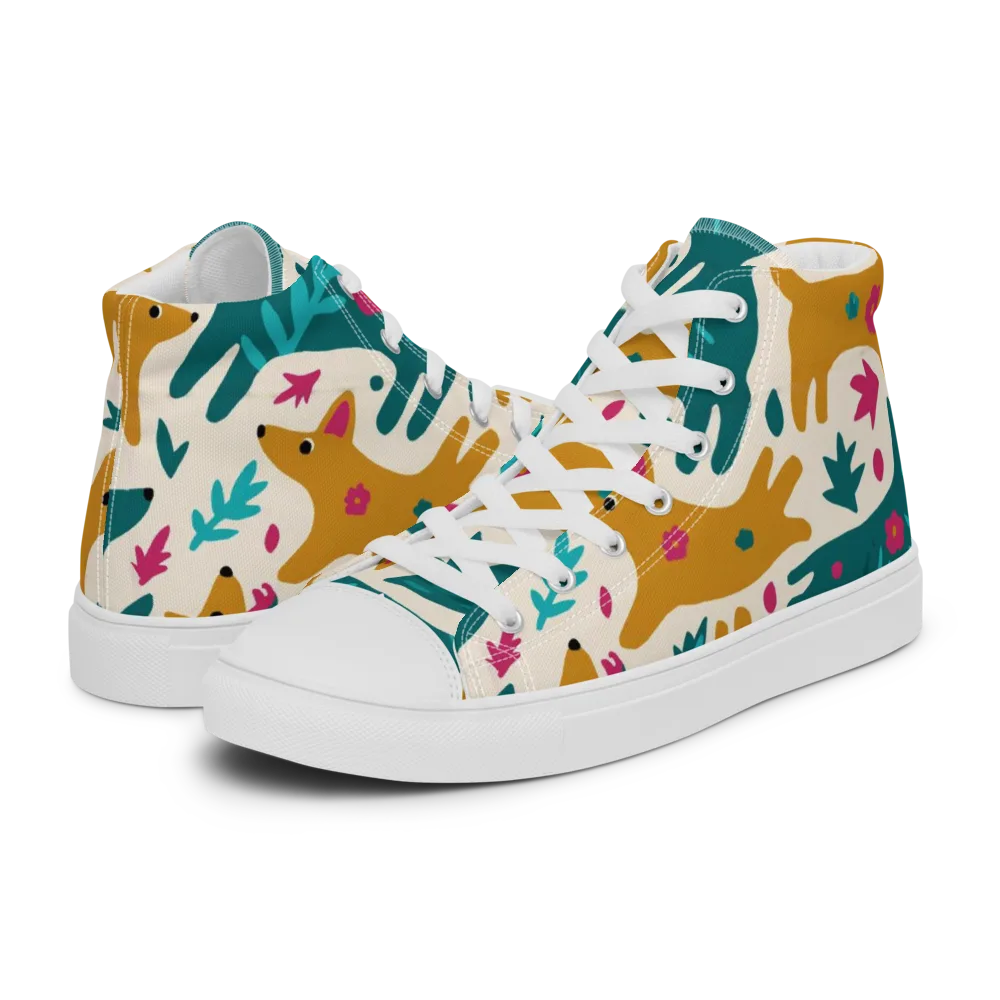 Safari Scribble on Women's High Top Canvas Shoes — Left