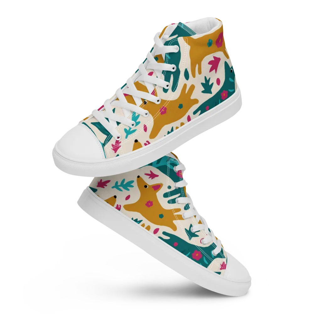 Safari Scribble on Women's High Top Canvas Shoes — Front