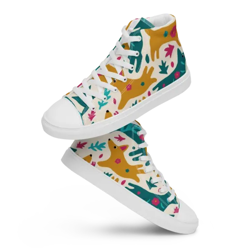 Safari Scribble on a Women's High Top Canvas Shoes