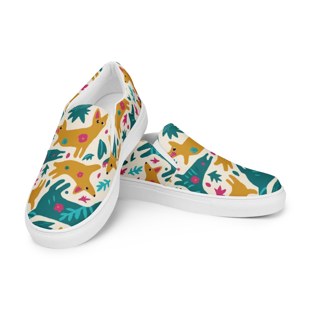 Safari Scribble on Men's Slip-On Canvas Shoes — Left Front