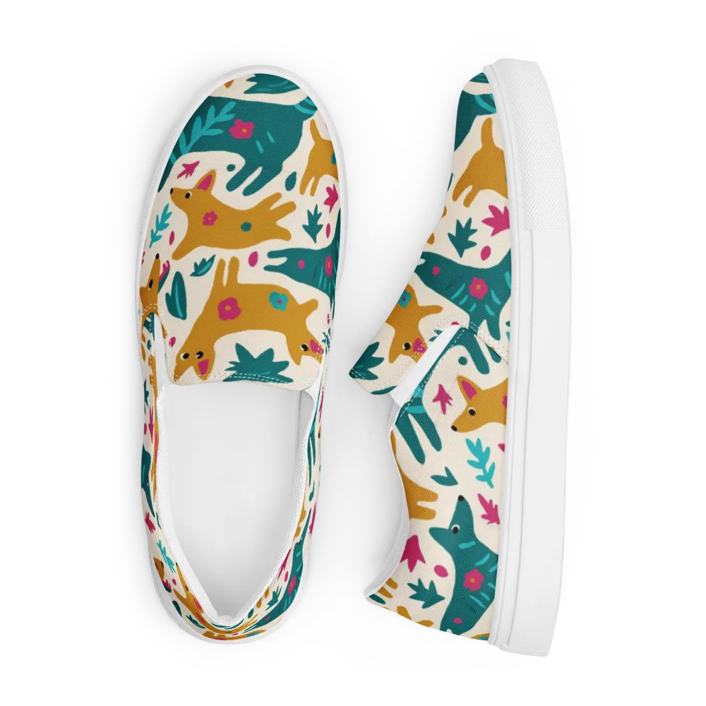 Safari Scribble on Men's Slip-On Canvas Shoes — Front