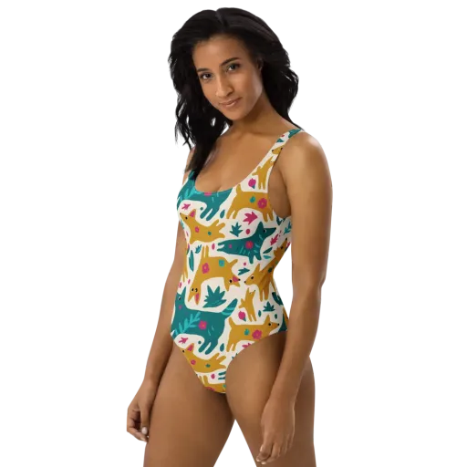 Safari Scribble on a One-Piece Swimsuit