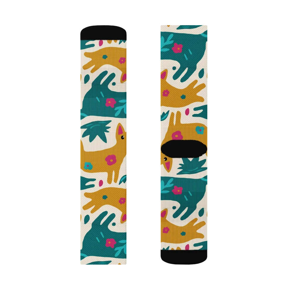 Safari Scribble on Socks — Left Sock