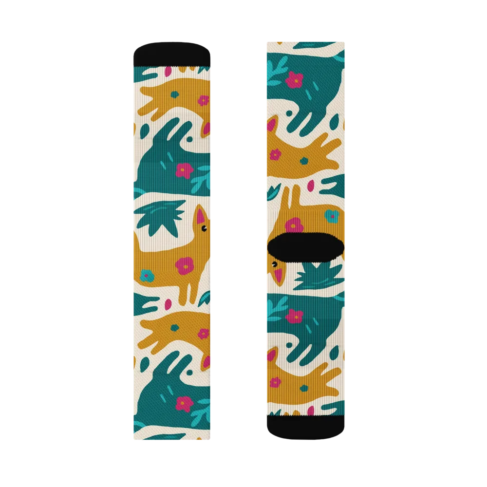 Safari Scribble on Socks — Right Sock