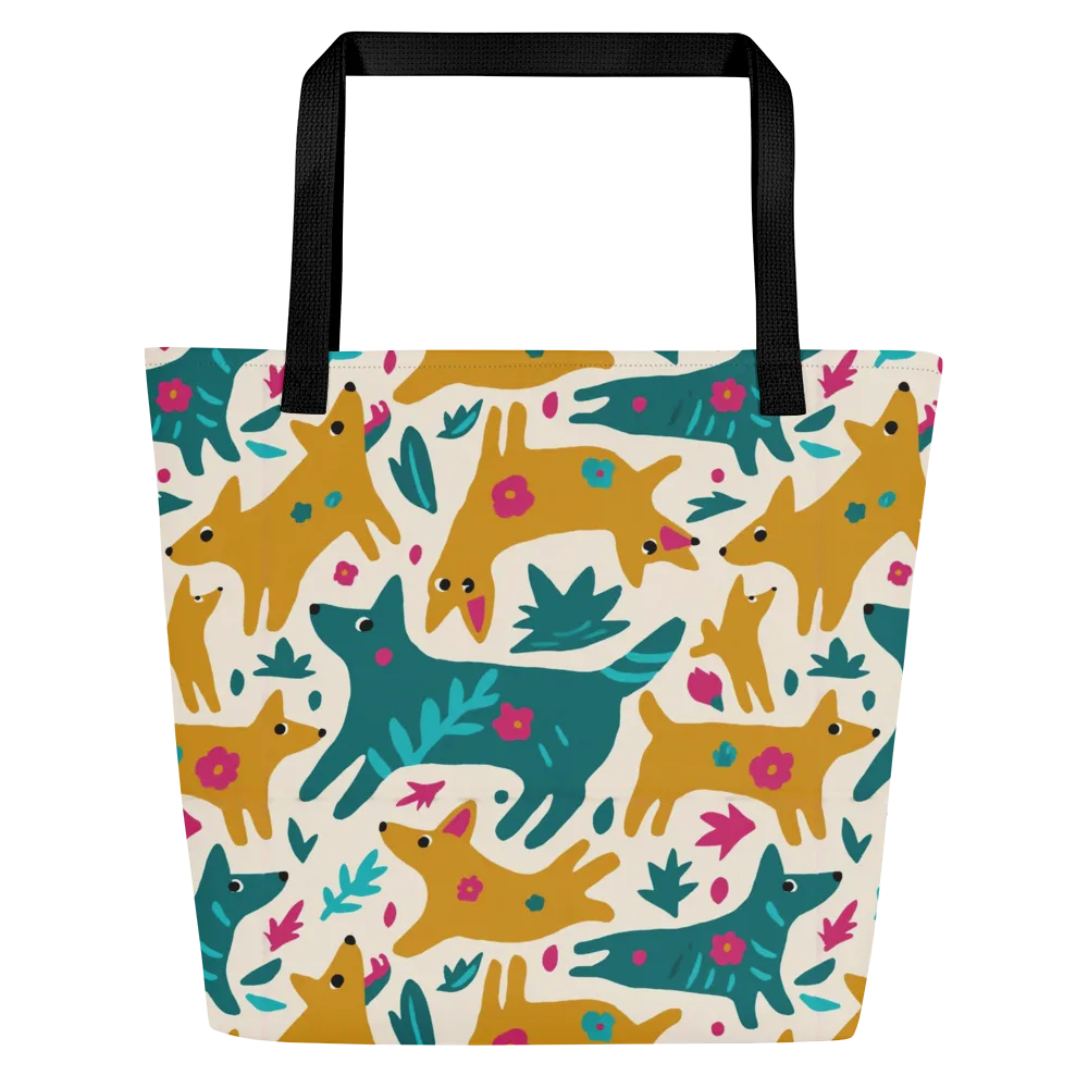 Safari Scribble on Large Tote Bag W/ Pocket — Front