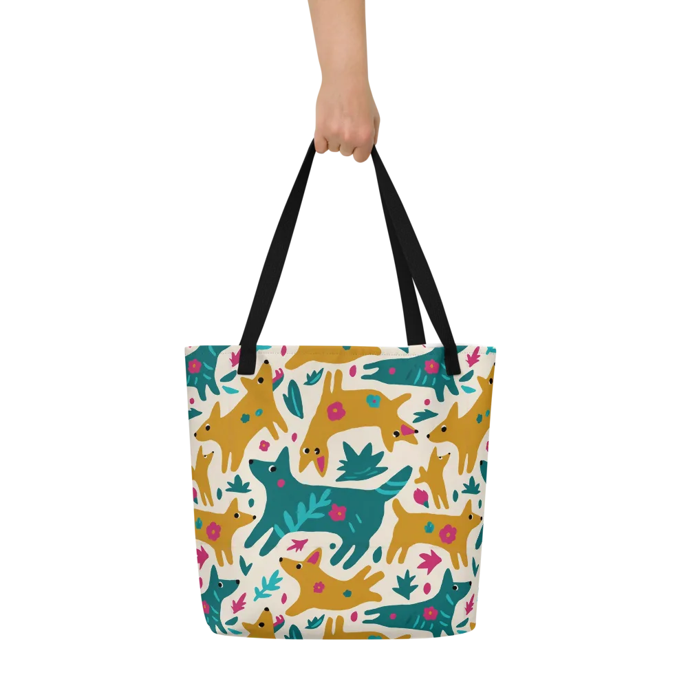 Safari Scribble on Large Tote Bag W/ Pocket — Front