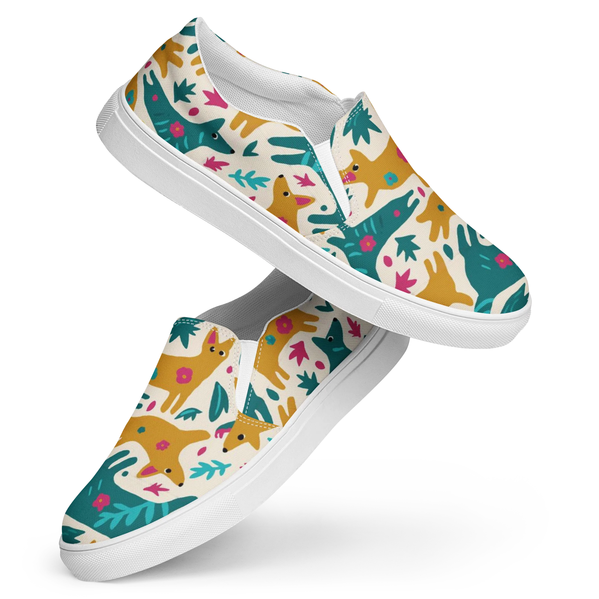 Safari Scribble on Women's Slip-On Canvas Shoes — Front