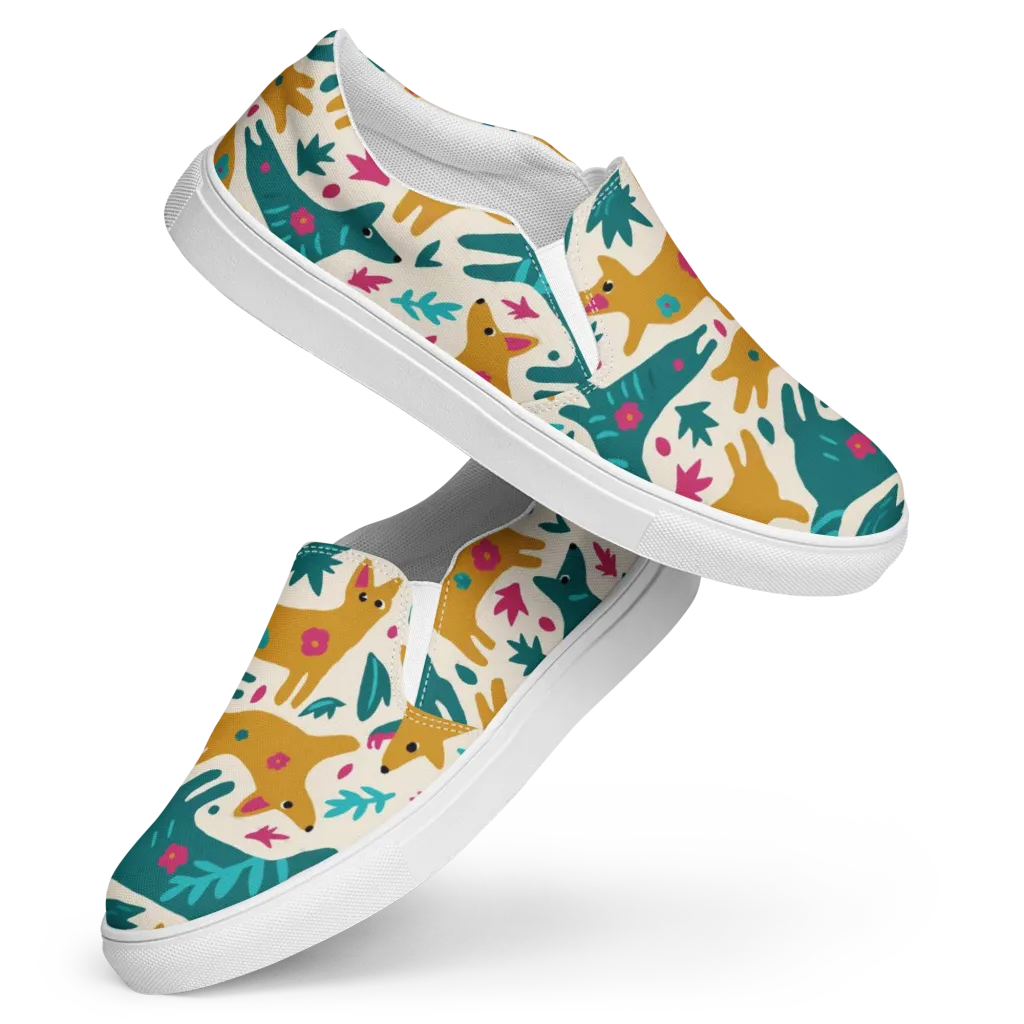 Safari Scribble on Women's Slip-On Canvas Shoes — Front