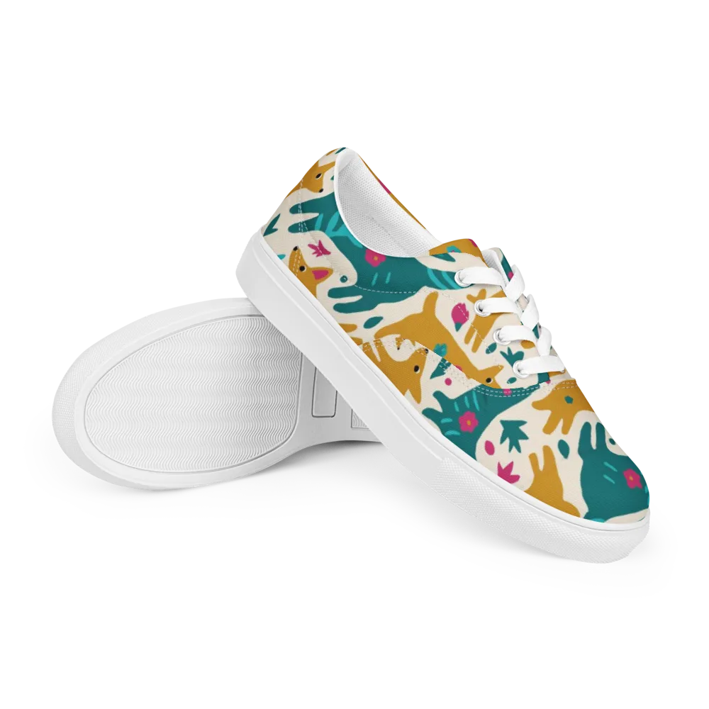 Safari Scribble on Men's Lace-Up Canvas Shoes — Right Front