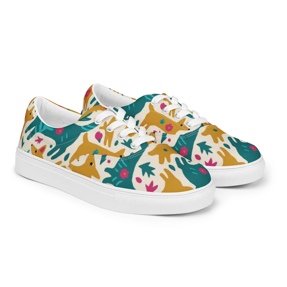 Safari Scribble on Men's Lace-Up Canvas Shoes — Right Front