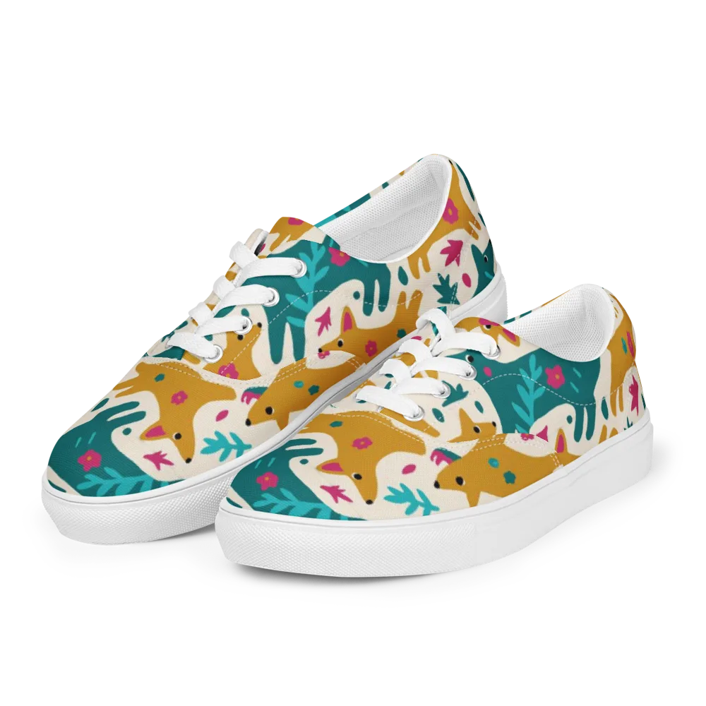 Safari Scribble on Men's Lace-Up Canvas Shoes — Left Front