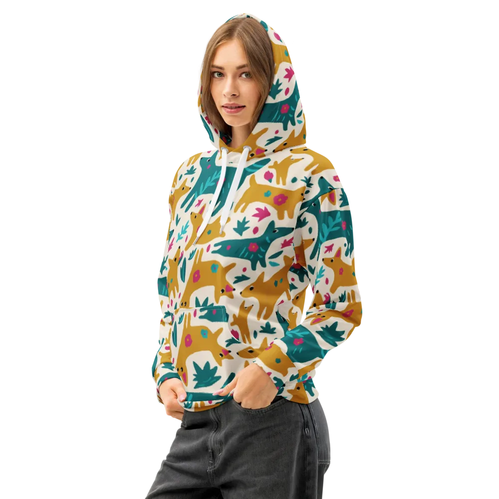 Safari Scribble on Cotton Hoodie — Left Front