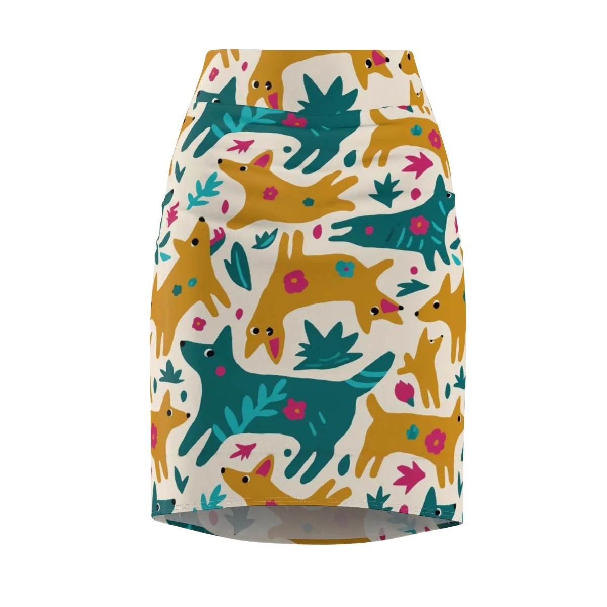 Safari Scribble on Pencil Skirt — Front