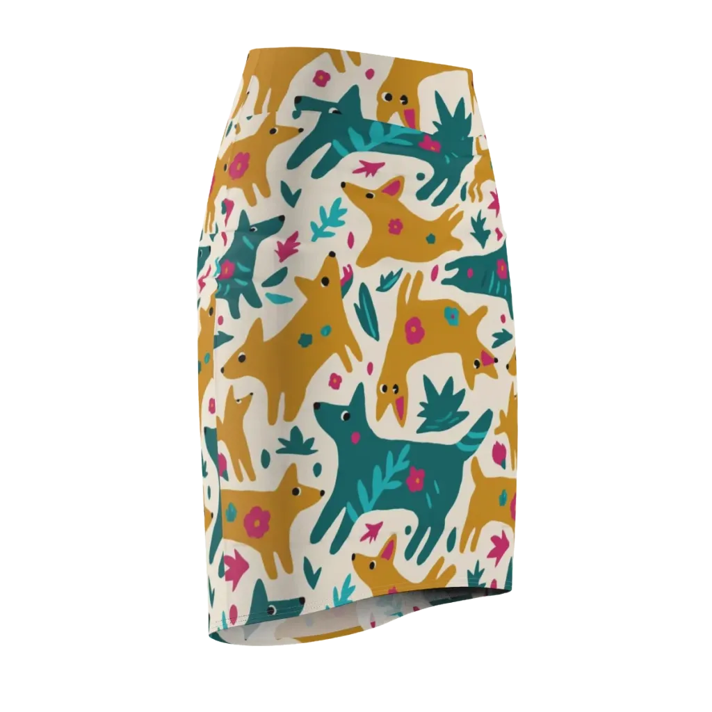 Safari Scribble on Pencil Skirt — Front Side