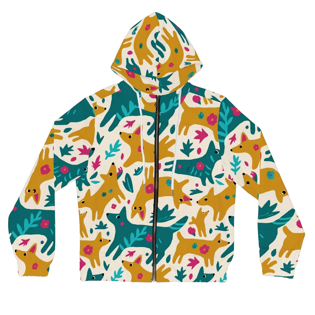Safari Scribble on Women's Full-Zip Hoodie — Front