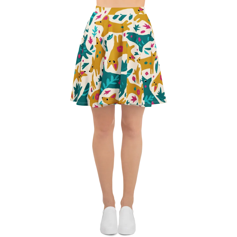 Safari Scribble on Skater Skirt — Front