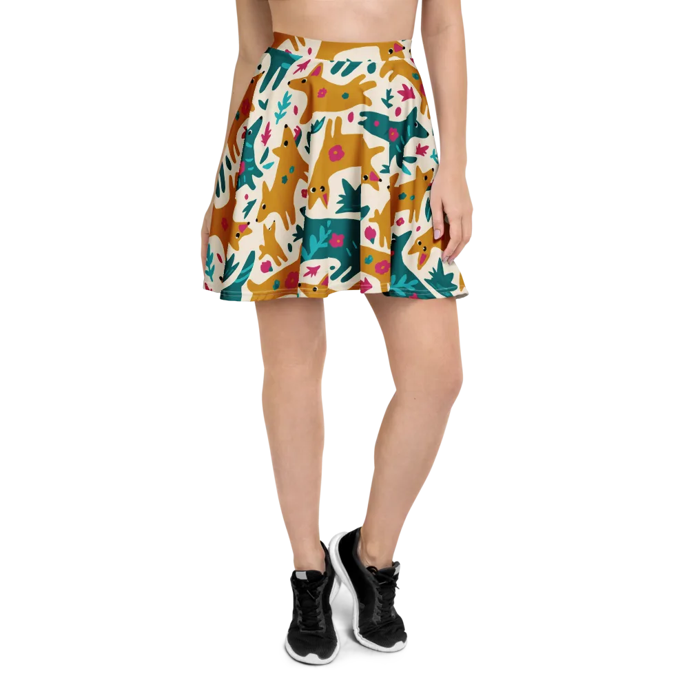 Safari Scribble on Skater Skirt — Front