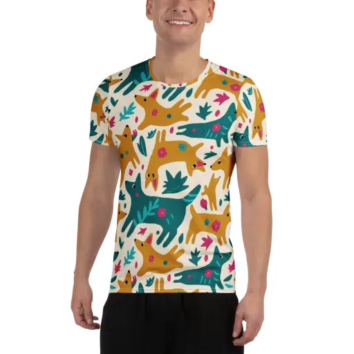 Safari Scribble on a Men's Athletic T-Shirt