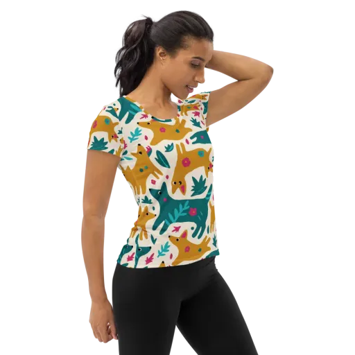 Safari Scribble on a Women's Athletic T-Shirt