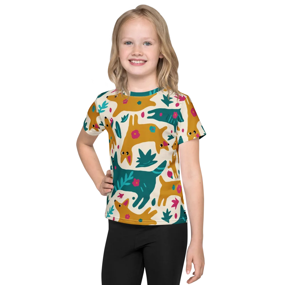 Safari Scribble on Kids Crew Neck T-Shirt — Front