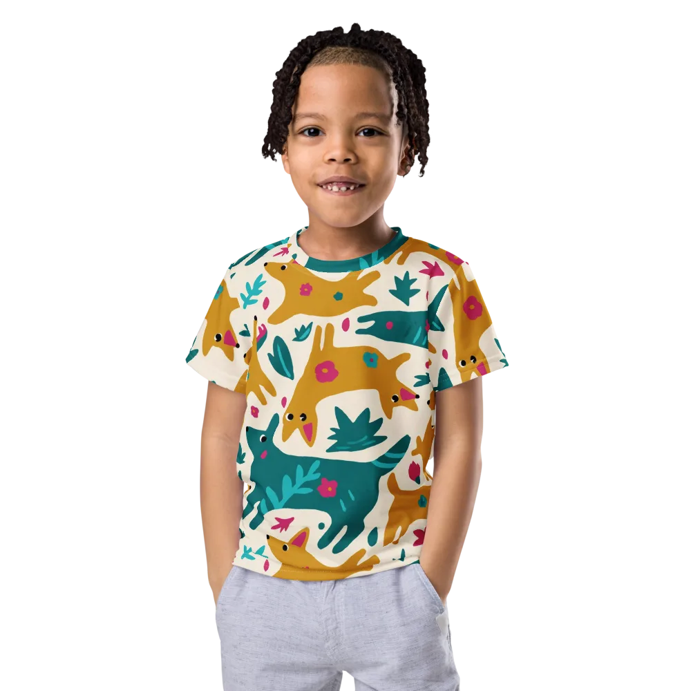 Safari Scribble on Kids Crew Neck T-Shirt — Front