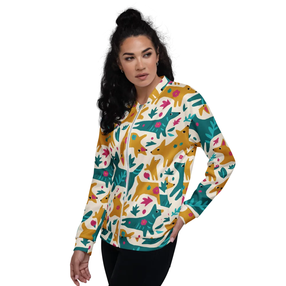 Safari Scribble on Bomber Jacket — Left