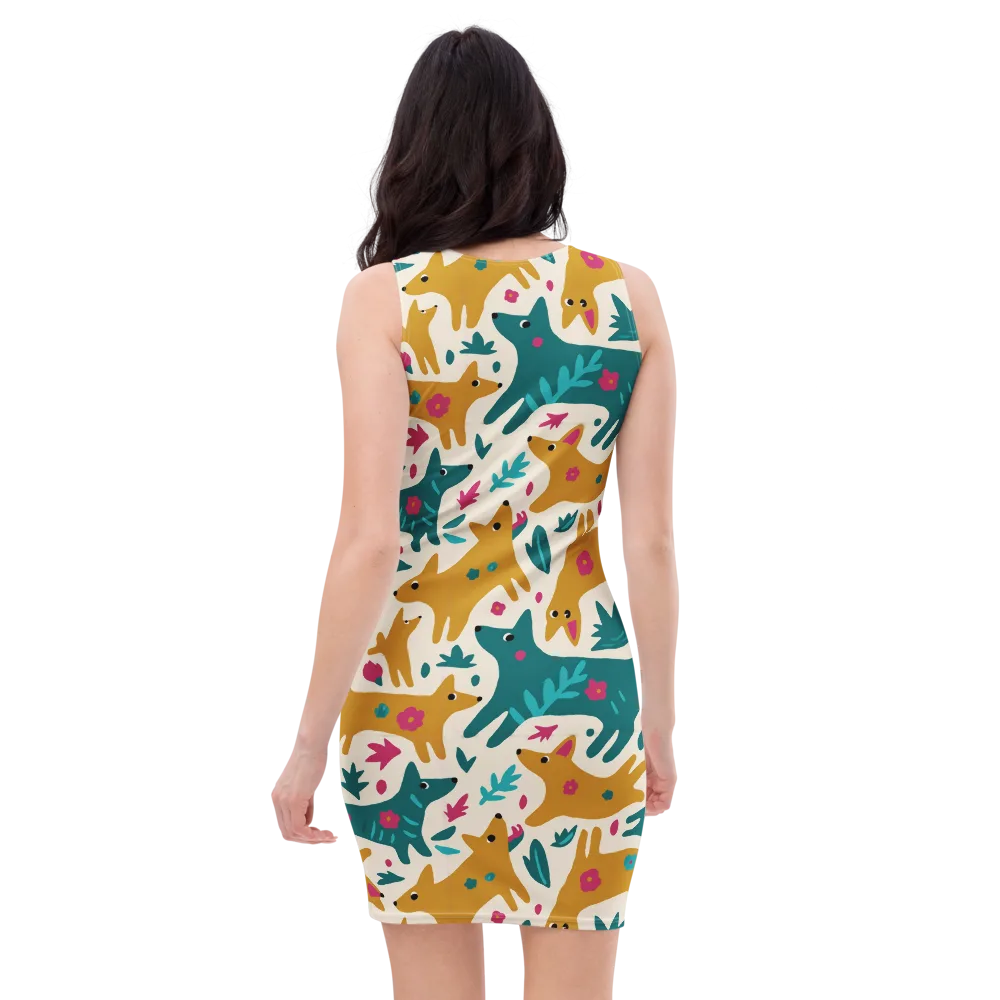 Safari Scribble on Bodycon Dress — Back