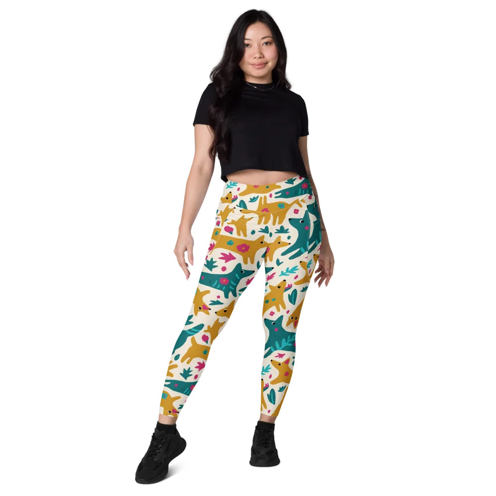 Safari Scribble on Leggings with Pockets — Front