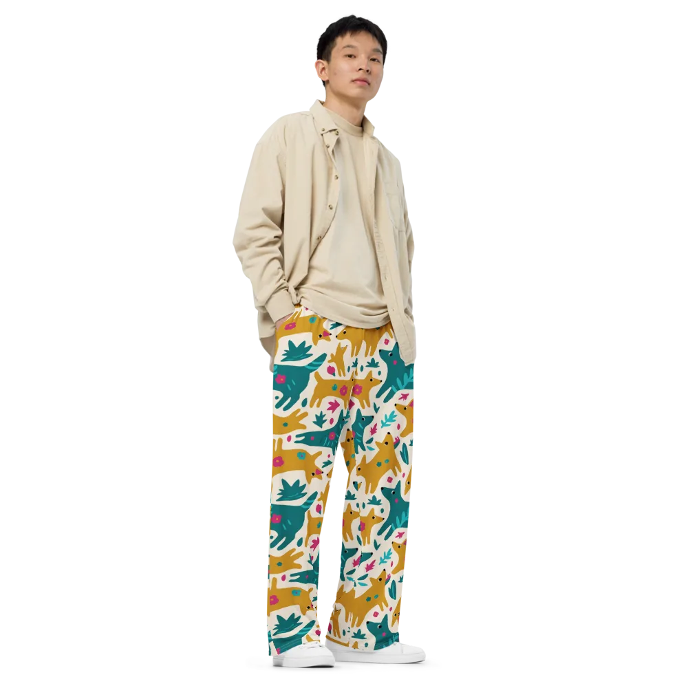 Safari Scribble on Wide-Leg Pants — Right Front