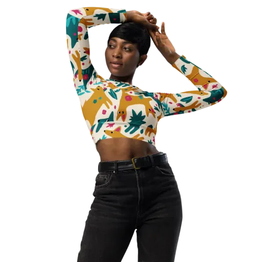 Safari Scribble on a Long Sleeve Crop Top