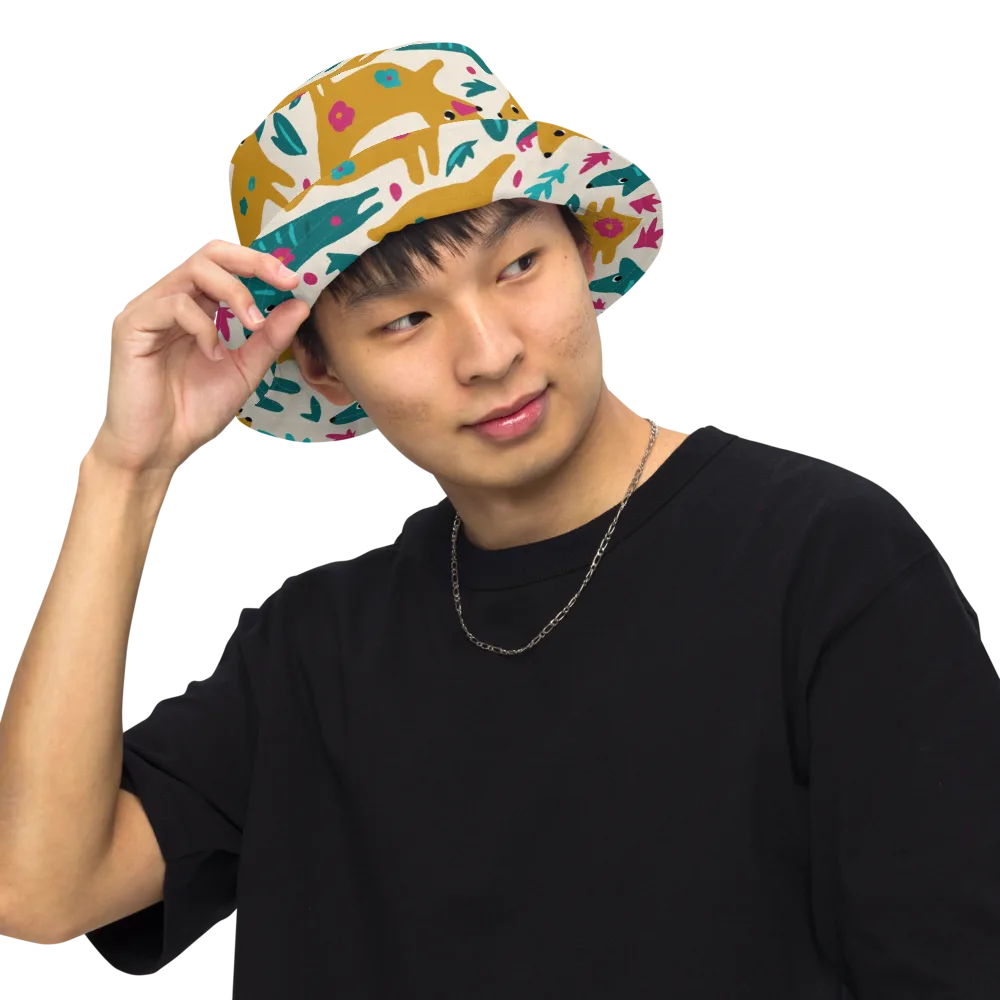 Safari Scribble on Reversible Bucket Hat — Front Inside