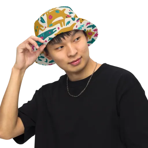 Safari Scribble on a Reversible Bucket Hat