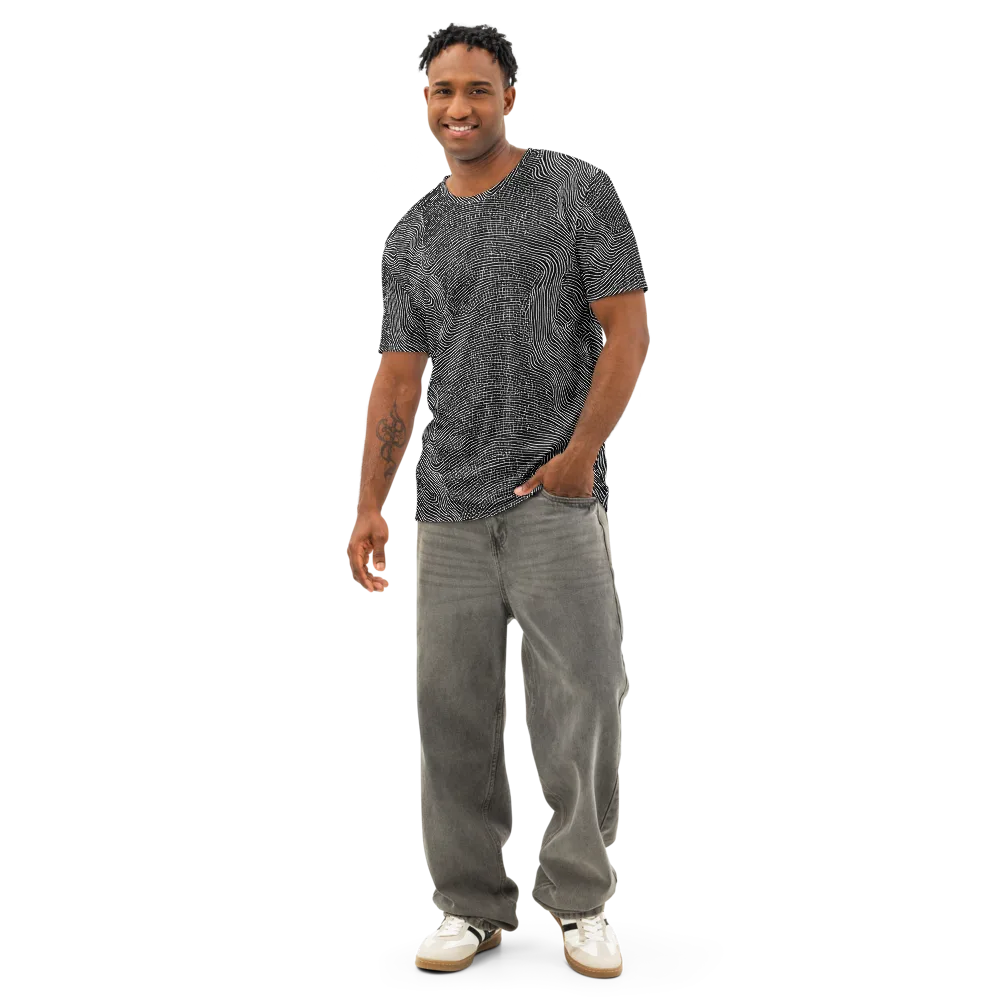 Zenith Stripes on Men's Cotton Crew Neck T-Shirt — Front