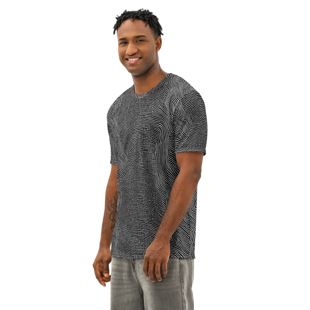 Zenith Stripes on Men's Cotton Crew Neck T-Shirt — Left Front