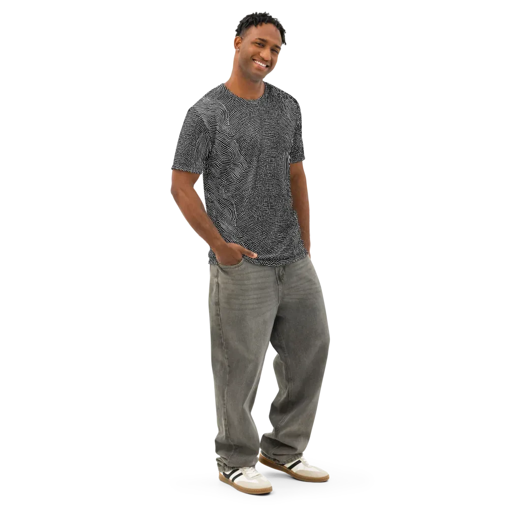 Zenith Stripes on Men's Cotton Crew Neck T-Shirt — Right Front