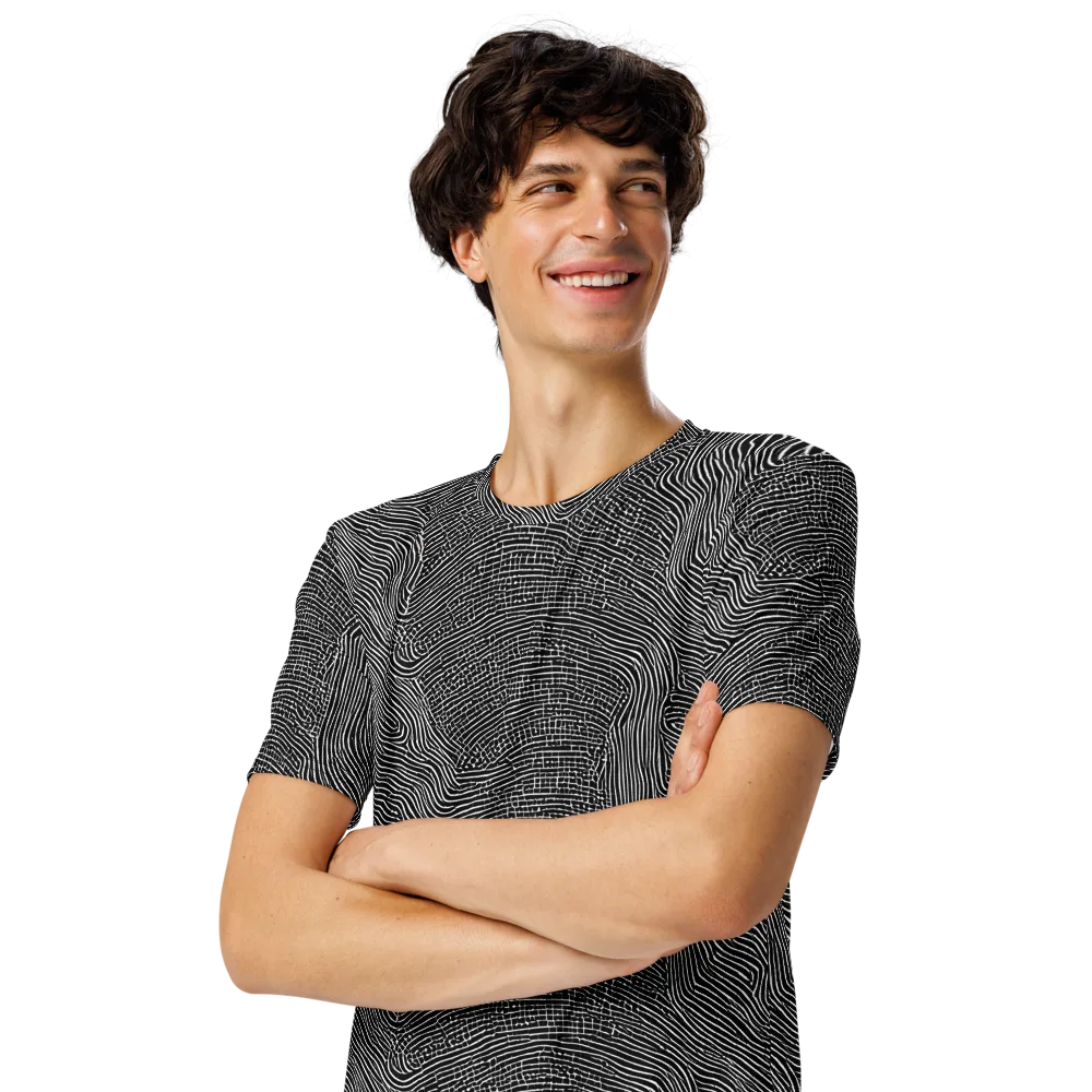 Zenith Stripes on Men's Crew Neck T-Shirt — Left Front
