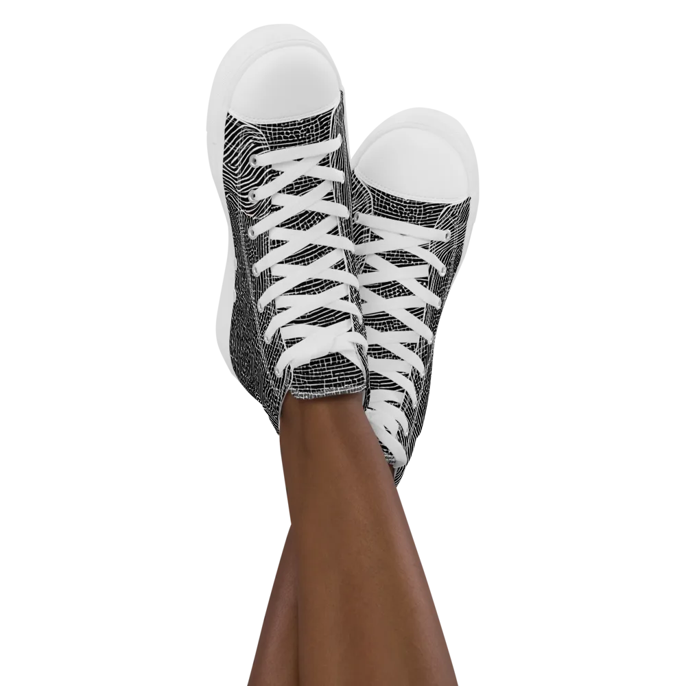 Zenith Stripes on Women's High Top Canvas Shoes — Front