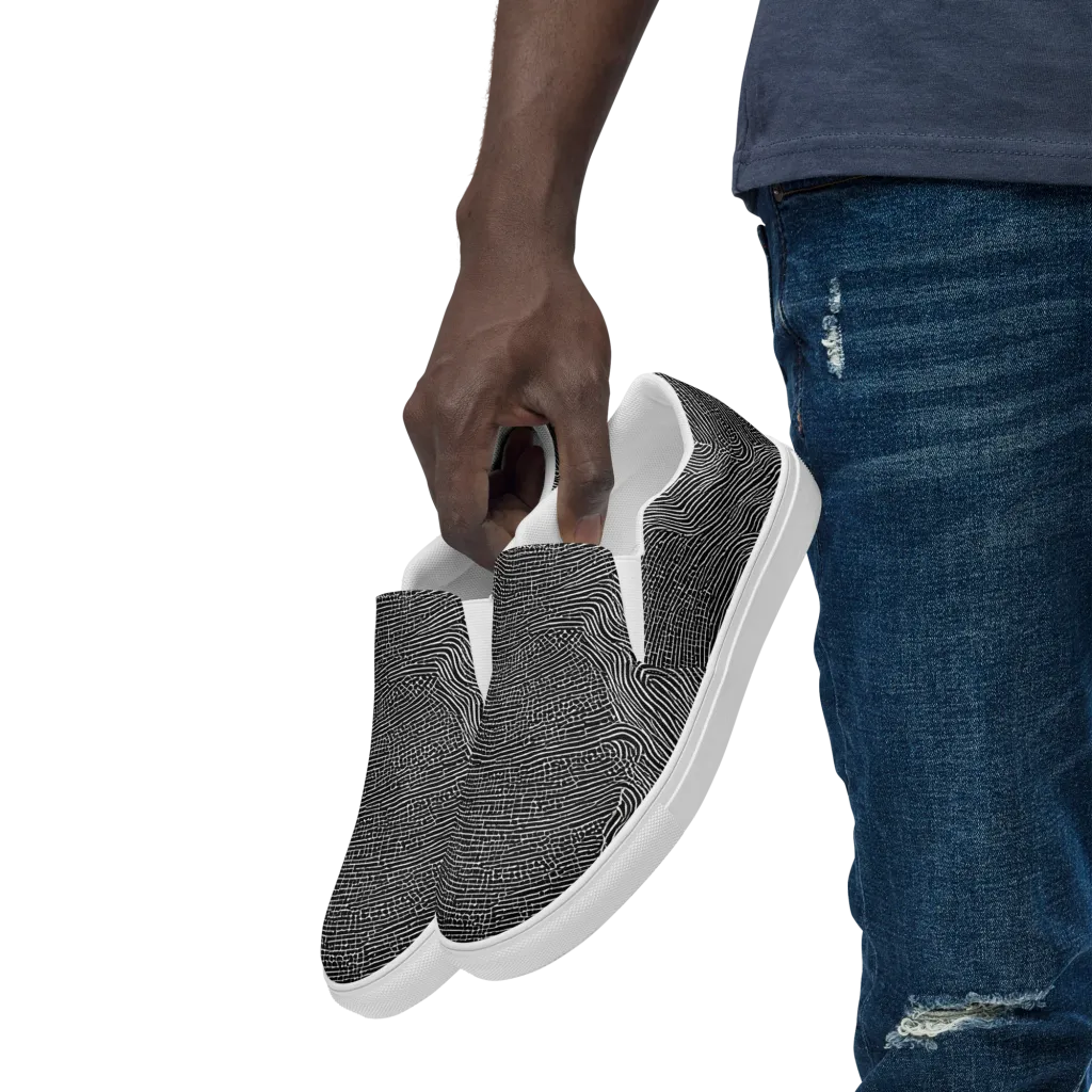 Zenith Stripes on Men's Slip-On Canvas Shoes — Left Front