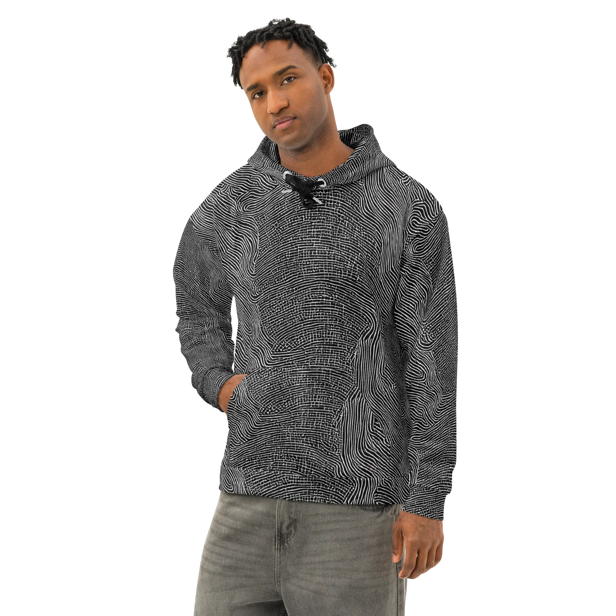 Zenith Stripes on Cotton Hoodie — Left Front