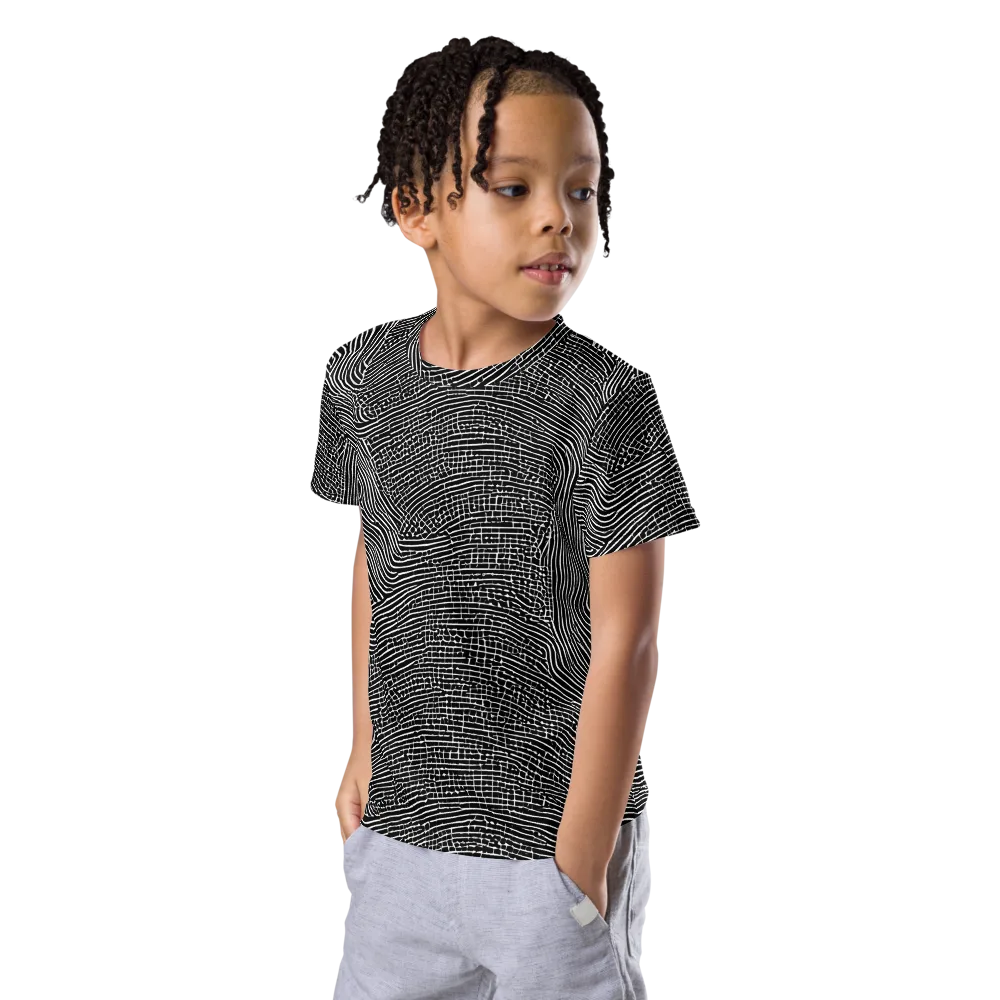 Zenith Stripes on Kids Crew Neck T-Shirt — Left Front