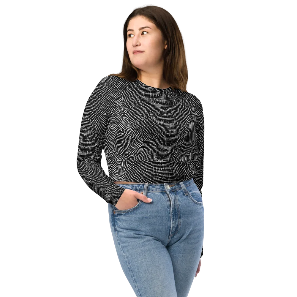 Zenith Stripes on Long Sleeve Crop Top — Front
