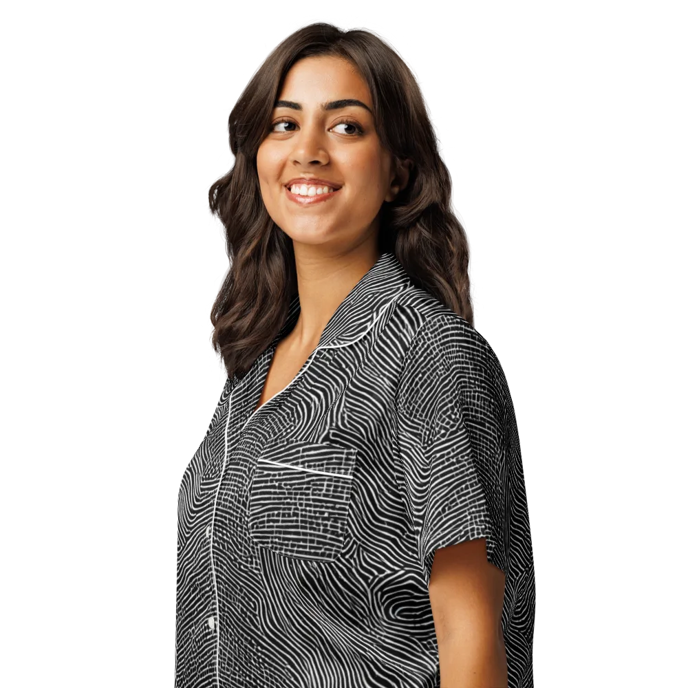 Zenith Stripes on Women's Short Sleeve Pajama Top — Left Front