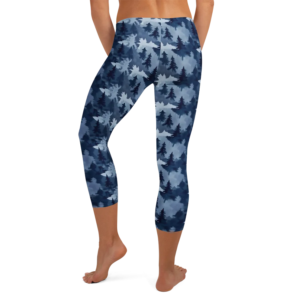 Frosted Evergreen on Capri Leggings — Back