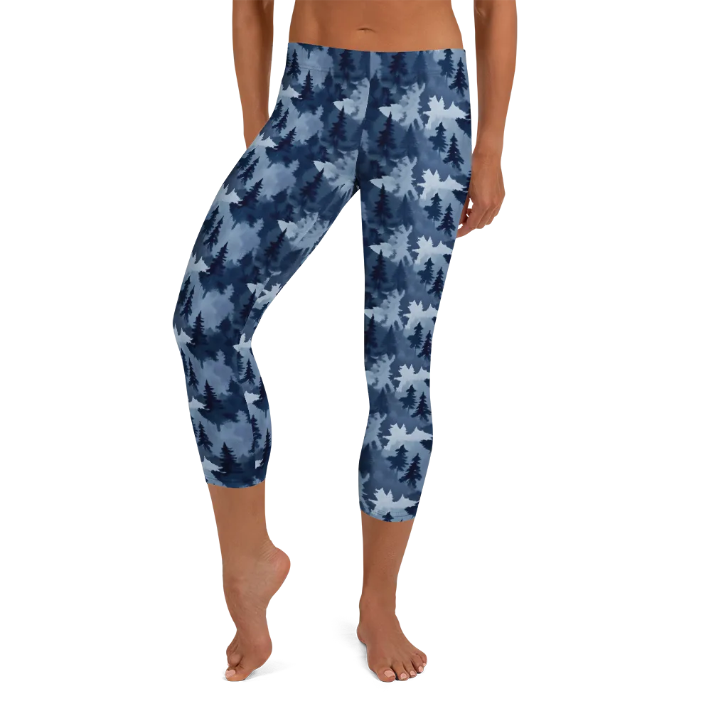Frosted Evergreen on Capri Leggings — Front