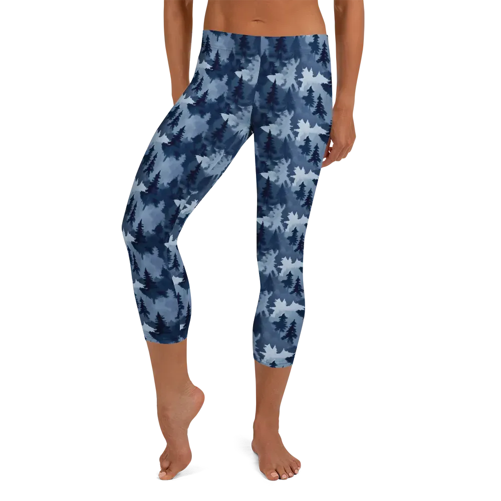 Frosted Evergreen on Capri Leggings — Front